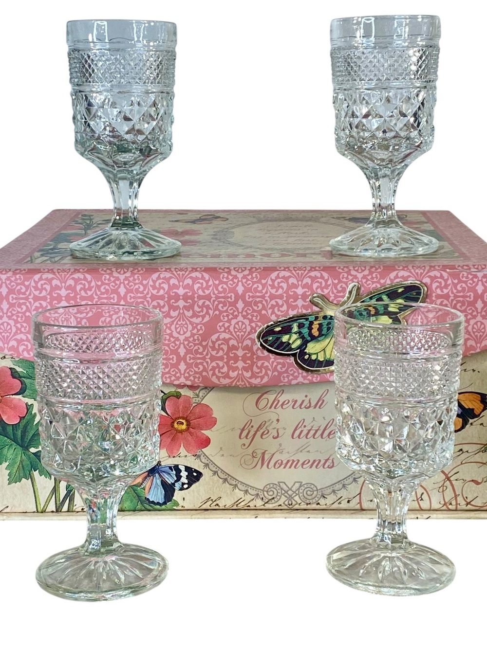 Anchor Hocking Small Wexford Wine Goblets Vintage Set of Four  Inch